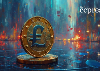 digital euro coin cityscape