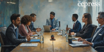 diverse business meeting artwork