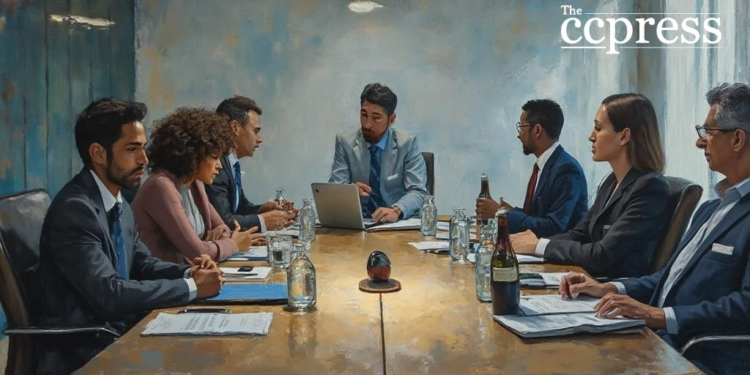 diverse business meeting artwork