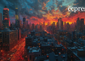 dynamic financial cityscape art
