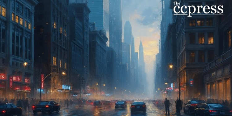 economic tense cityscape painting