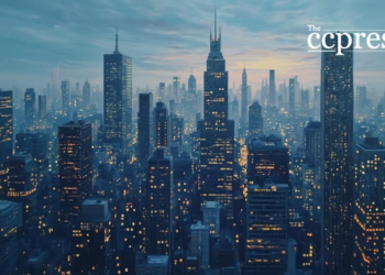 elegant financial cityscape art