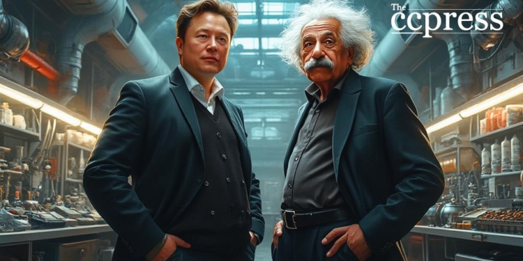 elon musk einstein futuristic lab