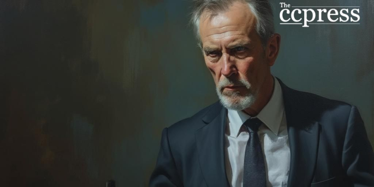 emotional legal drama oil painting