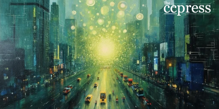 ethereum abstract cityscape painting