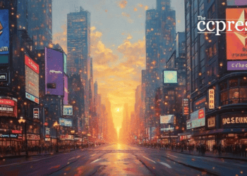 ethereum cityscape golden hour