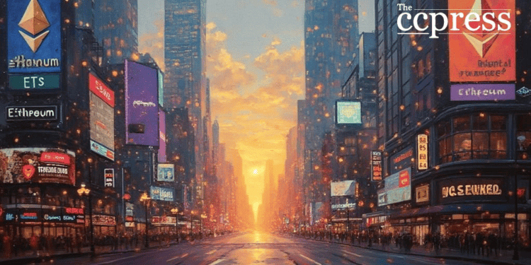 ethereum cityscape golden hour