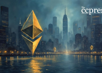 ethereum cityscape oil painting