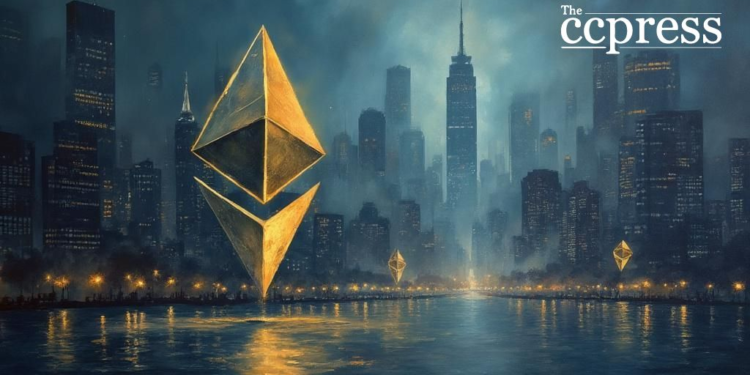 ethereum cityscape oil painting