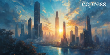 ethereum cityscape sunrise art