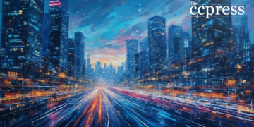 ethereum dusk cityscape painting