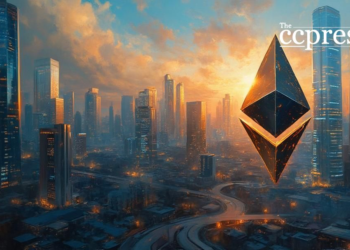 ethereum future city gold hues
