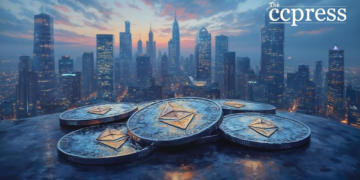 ethereum skyline oil painting