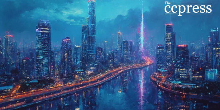 ethereum skyscraper cityscape art
