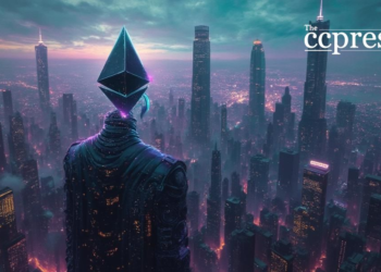 ethereum titan cityscape oil art