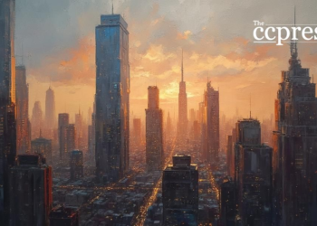 evening cityscape oil painting