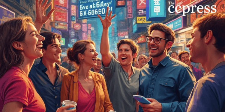 excited discussion oil painting