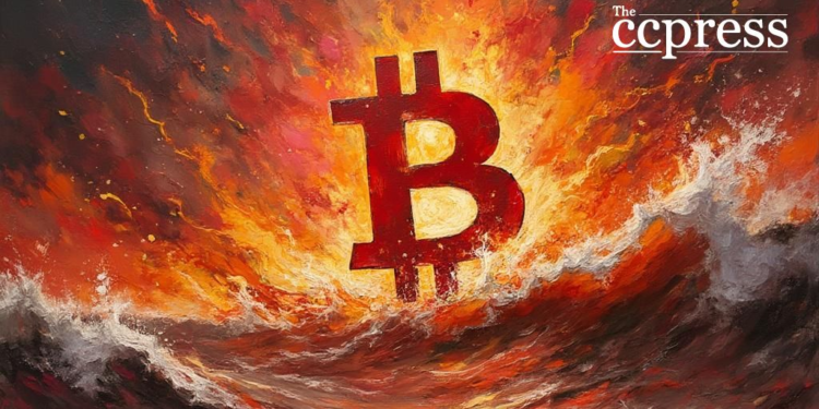 fiery bitcoin market chaos art