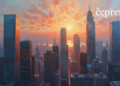 financial district dawn skyline