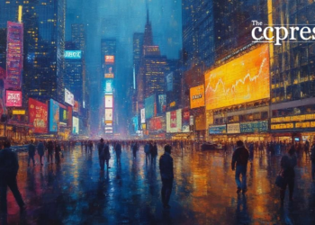 financial district neon dusk