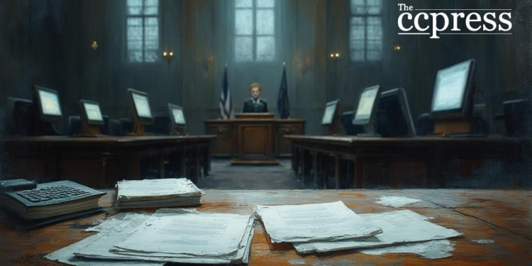 financial scandal courtroom scene