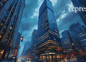 financial skyscraper oil painting