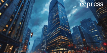 financial skyscraper oil painting