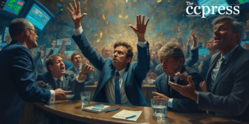 frantic financial market painting