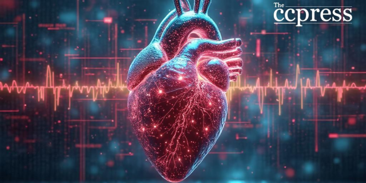 futuristic ai heart painting