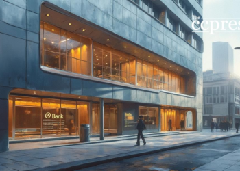 futuristic bank oil painting