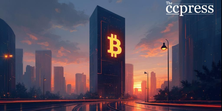 futuristic bitcoin cityscape