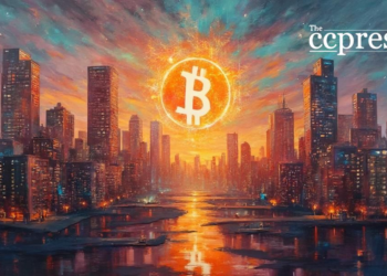 futuristic bitcoin cityscape art