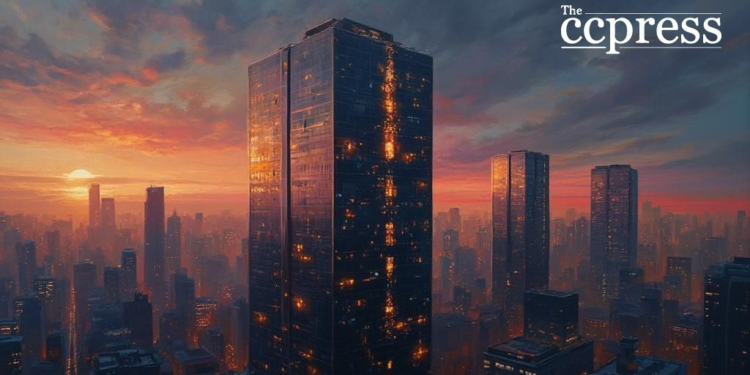 futuristic bitcoin skyline art