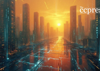 futuristic blockchain oil painting