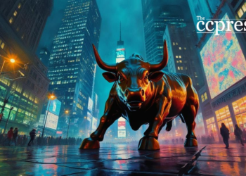futuristic bull financial scene