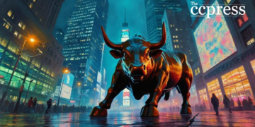futuristic bull financial scene