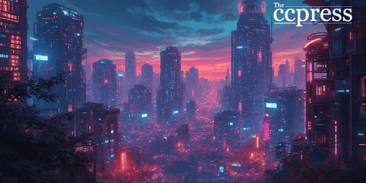 futuristic city crypto chaos 2025