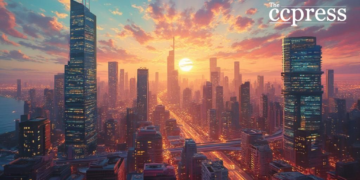 futuristic city digital wealth