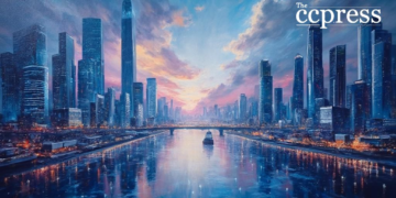 futuristic city merger scape