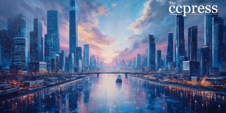 futuristic city merger scape