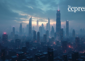futuristic city skyline art