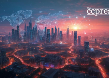 futuristic cityscape ai logo