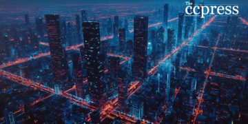 futuristic cityscape at night