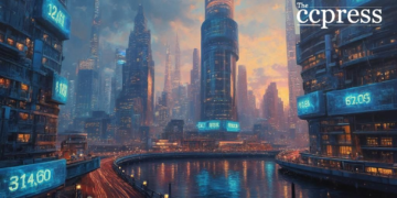 futuristic cityscape bitcoin 124k