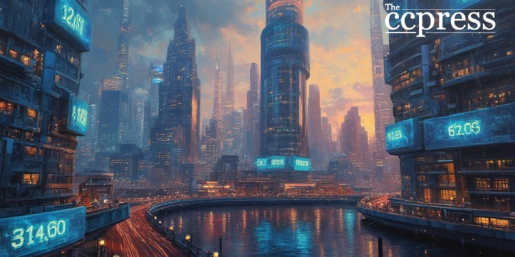 futuristic cityscape bitcoin 124k