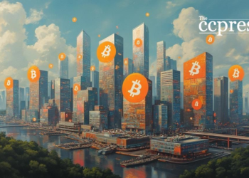 futuristic cityscape bitcoin art