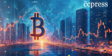 futuristic cityscape bitcoin vision