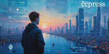 futuristic cityscape dawn