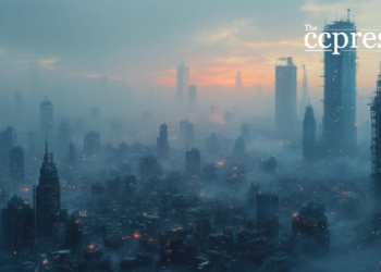 futuristic cityscape dawn oil