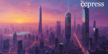 futuristic cityscape financial growth